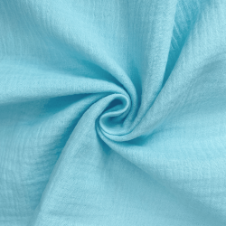 Ткань Муслин Жатый, цвет Небесно-голубой (на отрез)  в Республика Коми
