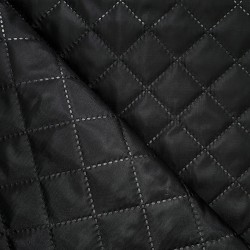 Стеганая подкладочная ткань с синтепоном (100гр/м2), цвет Черный (на отрез)  в Республика Коми