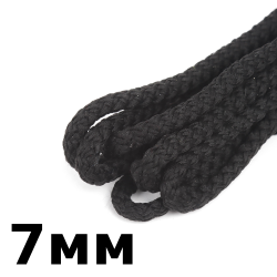 Шнур с сердечником 7мм, цвет Чёрный (плетено-вязанный, плотный)  в Республика Коми